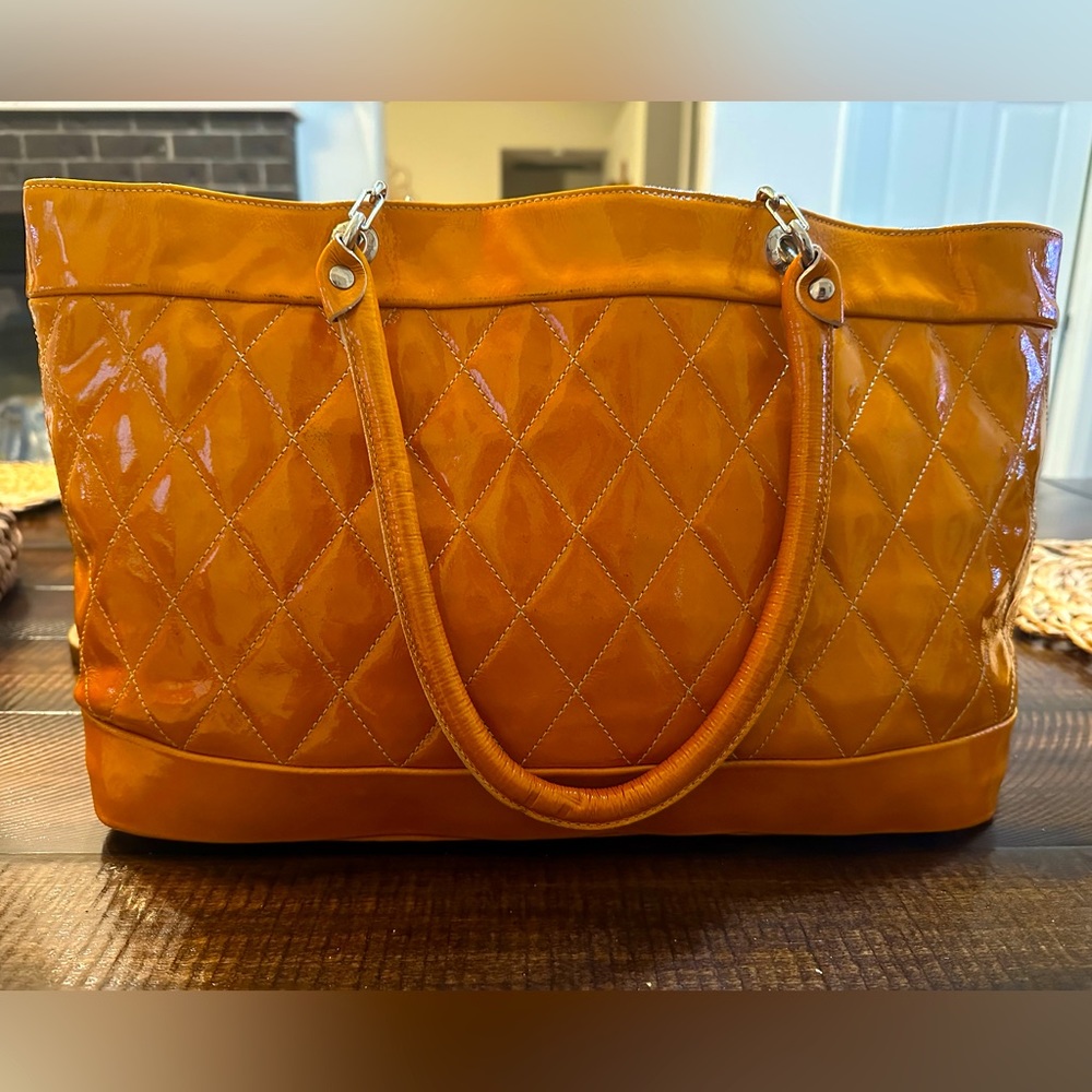 Plinio Visona Genuine Italian Quilted Patent Leather Tote Bag